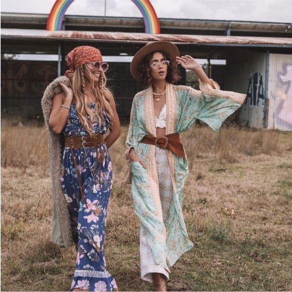 Spell and the Gypsy collective wild Bloom jumpsuit large blue excellent - Picture 10 of 10